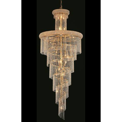 Elegant Lighting Gold Royal-cut Crystal Clear Large 30-inch Hanging Chandelier