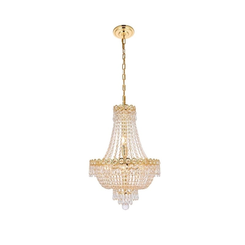 Elegant Lighting Gold 16-inch Royal-cut Crystal Clear Hanging 8-light Chandelier (Gold Royal Cut Crystal Clear Hanging Fixture) - Chandeliers For Bedrooms by Overstock.com