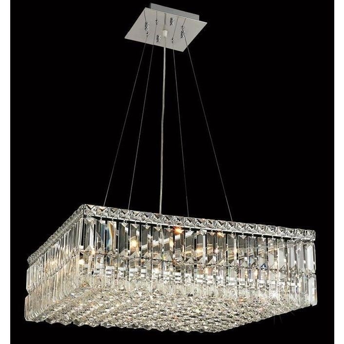 Elegant Lighting Chrome Royal-cut Crystal Clear 24-inch Hanging 12-light Chandelier (Chrome Royal Cut Crystal Clear Hanging Fixture) - Chandeliers For Bedrooms by Overstock.com