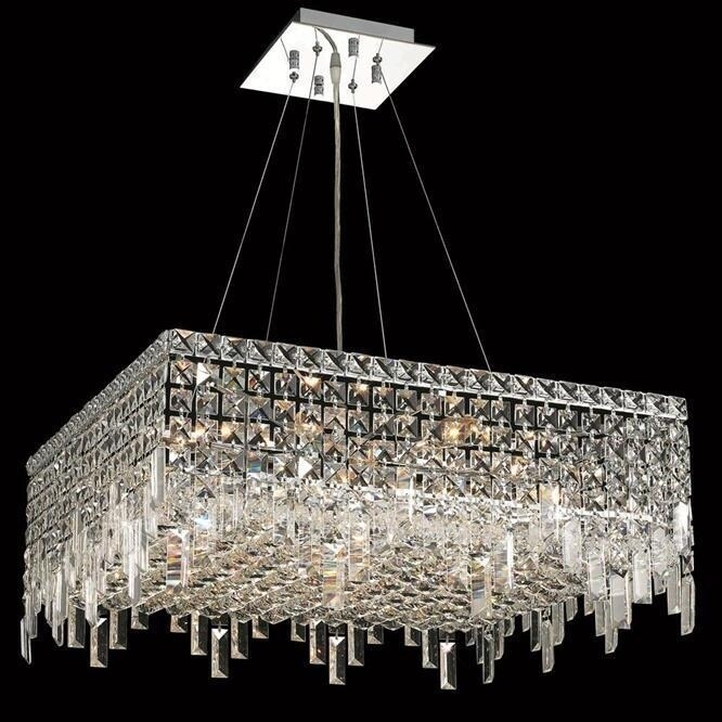 Elegant Lighting Chrome 24-inch Royal-cut Crystal Clear Hanging 12-light Chandelier (Chrome Royal Cut Crystal Clear Hanging Fixture) - Chandeliers For Bedrooms by Overstock.com