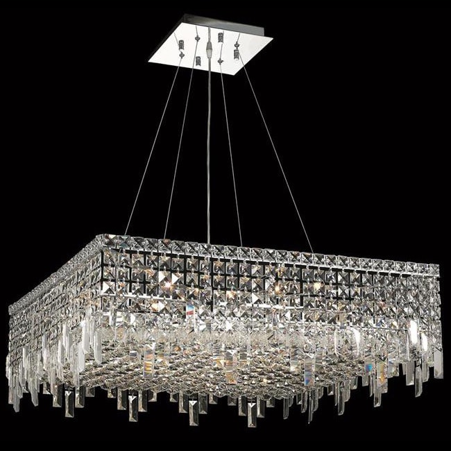 Elegant Lighting Chrome 28-inch Royal-cut Crystal Clear Hanging 12-light Chandelier (Chrome Royal Cut Crystal Clear Hanging Fixture) - Chandeliers For Bedrooms by Overstock.com