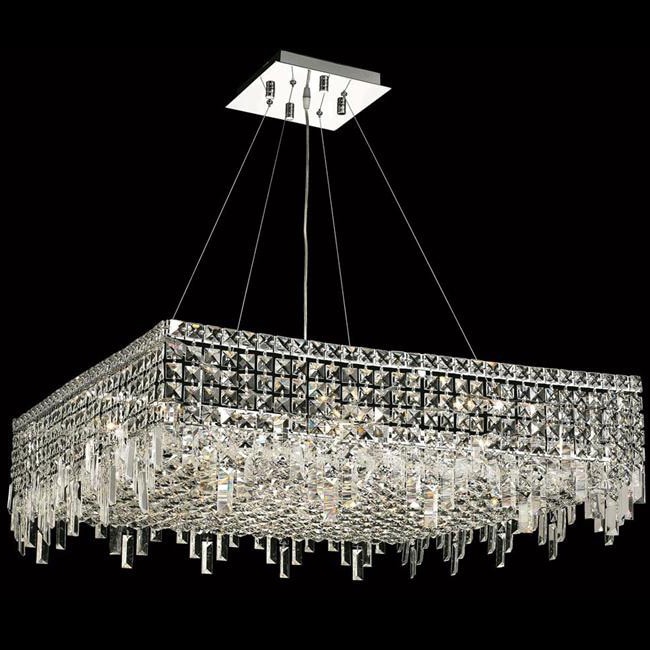 Elegant Lighting Chrome 32-inch Royal-cut Crystal Clear Hanging 12-light Chandelier (Chrome Royal Cut Crystal Clear Hanging Fixture) - Chandeliers For Bedrooms by Overstock.com