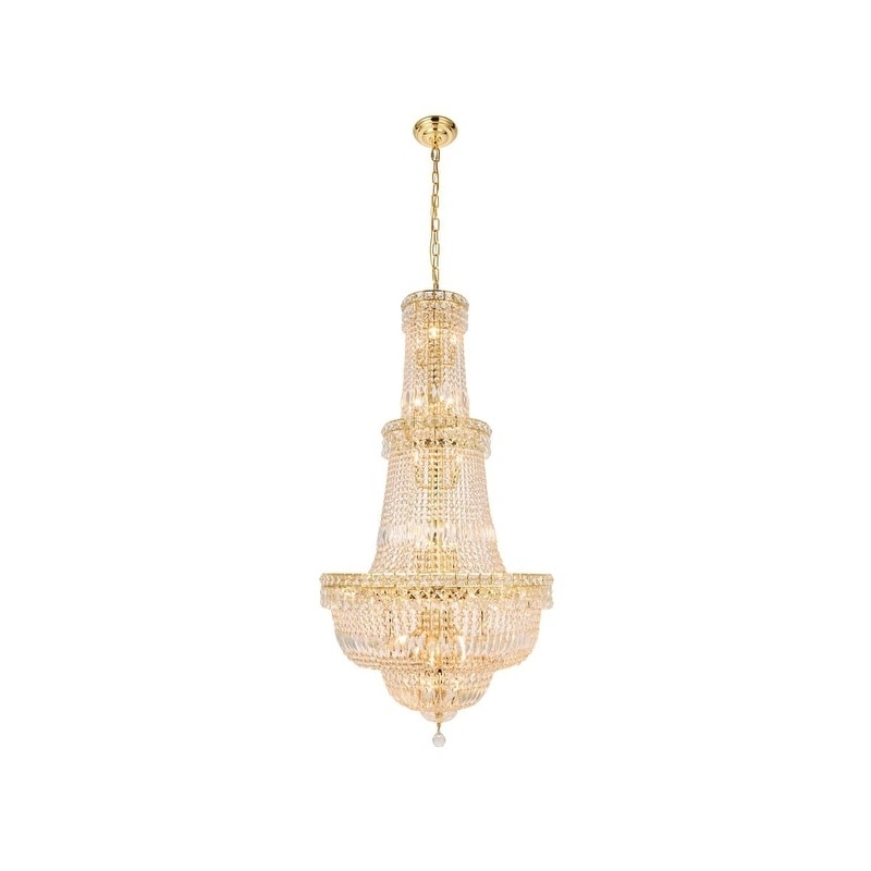 Elegant Lighting Gold 28-inch Royal-cut Crystal Clear Large Hanging Chandelier (Gold Royal Cut Crystal Large Hanging Fixture) - Chandeliers For Bedrooms by Overstock.com