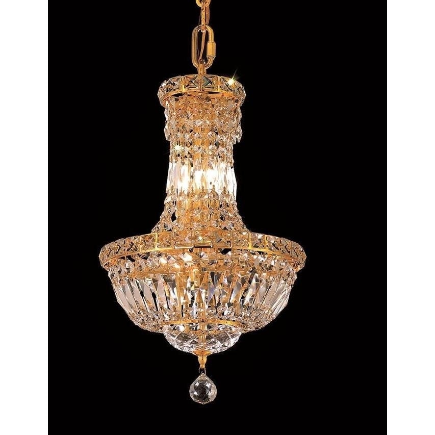 Elegant Lighting Gold 12-inch Royal-cut Crystal Clear Hanging 6-light Chandelier (Gold Royal Cut Crystal Clear Hanging Fixture) - Chandeliers For Bedrooms by Overstock.com
