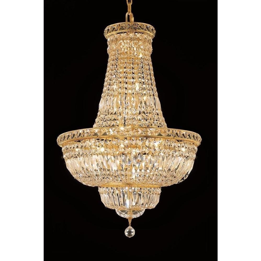 Elegant Lighting Gold 22-inch Royal-cut Crystal Clear Hanging Chandelier (Gold Royal Cut Crystal Clear Hanging Fixture) - Chandeliers For Bedrooms by Overstock.com