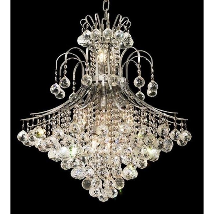 Elegant Lighting Chrome 25-inch Royal-cut Crystal Clear Hanging 15-light Chandelier (Chrome Royal Cut Crystal Clear Hanging Fixture) - Chandeliers For Bedrooms by Overstock.com