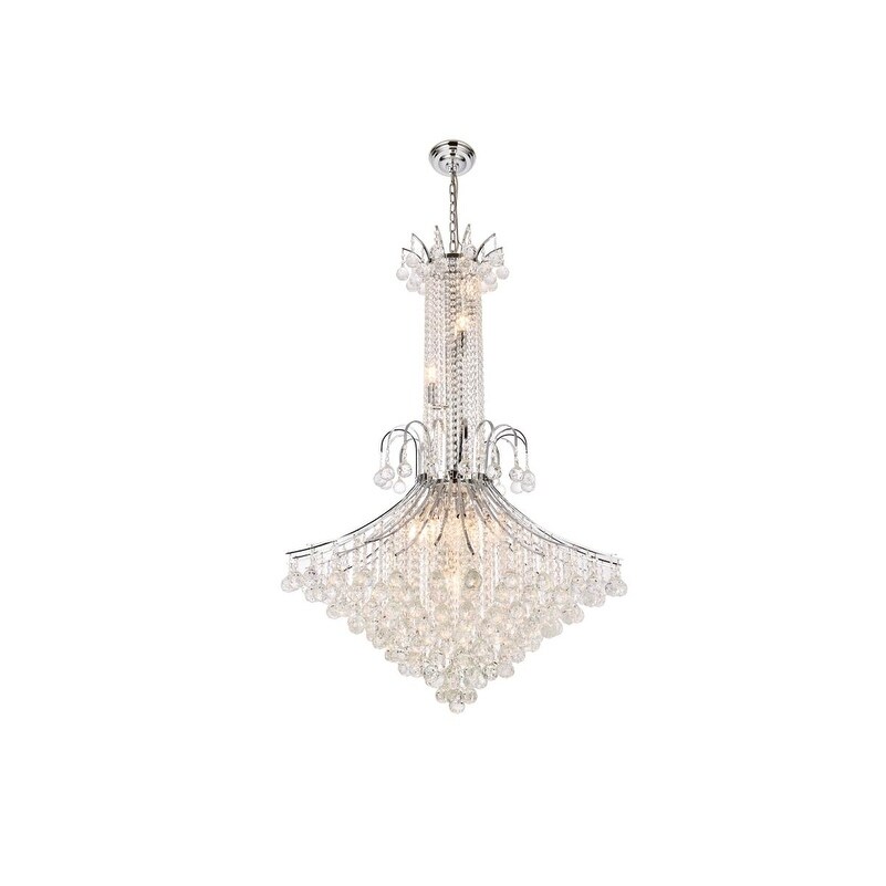 Elegant Lighting Chrome 35-inch Royal-cut Crystal Clear Large Hanging 16-light Chandelier (Chrome Royal Cut Crystal Large Hanging Fixture) - Chandeliers For Bedrooms by Overstock.com