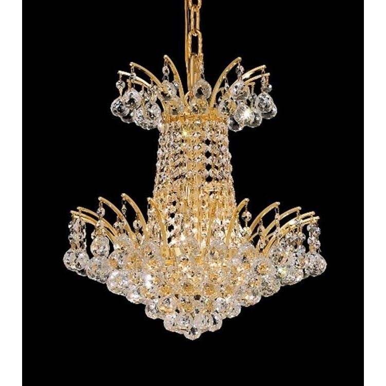 Elegant Lighting Gold 16-inch Royal-cut Crystal Clear Hanging 4-light Chandelier (Gold Royal Cut Crystal Clear Hanging Fixture) - Chandeliers For Bedrooms by Overstock.com