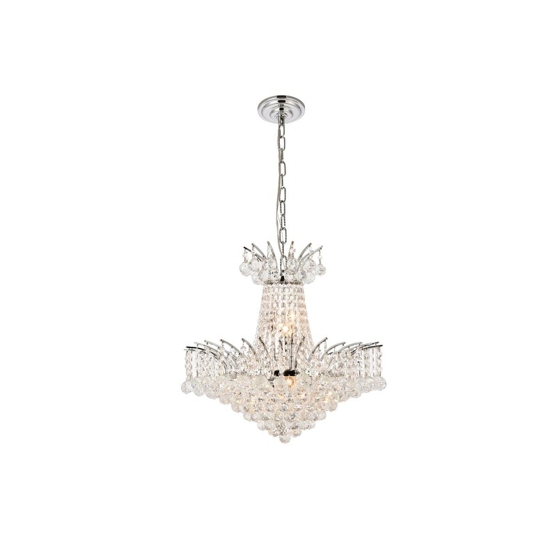 Elegant Lighting Chrome 19-inch Royal-cut Crystal Clear Hanging 8-light Chandelier (Chrome Royal Cut Crystal Clear Hanging Fixture) - Chandeliers For Bedrooms by Overstock.com
