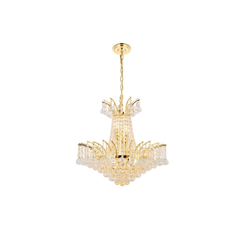 Elegant Lighting Gold 19-inch Royal-cut Crystal Clear Hanging 8-light Chandelier (Gold Royal Cut Crystal Clear Hanging Fixture) - Chandeliers For Bedrooms by Overstock.com