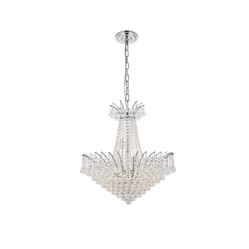 Elegant Lighting Chrome 24-inch Royal-cut Crystal Clear Hanging 11-light Chandelier (Chrome Royal Cut Crystal Clear Hanging Fixture) - Chandeliers For Bedrooms by Overstock.com