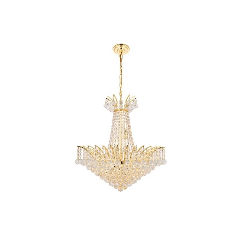 Elegant Lighting Gold 24-inch Royal-cut Crystal Clear Hanging 11-light Chandelier (Gold Royal Cut Crystal Clear Hanging Fixture) - Chandeliers For Bedrooms by Overstock.com