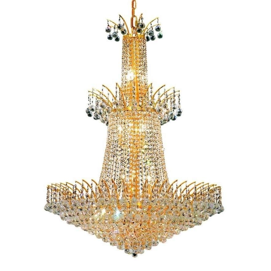 Elegant Lighting Gold 32-inch Royal-cut Crystal Clear Large Hanging 18-light Chandelier (Gold Royal Cut Crystal Large Hanging Fixture) - Chandeliers For Bedrooms by Overstock.com