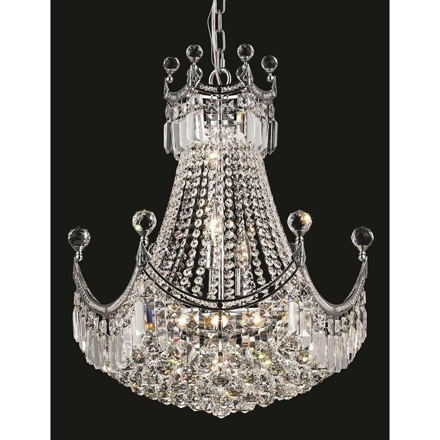Elegant Lighting Chrome 20-inch Royal-cut Crystal Clear Hanging 9-light Chandelier (Chrome Royal Cut Crystal Clear Hanging Fixture) - Chandeliers For Bedrooms by Overstock.com