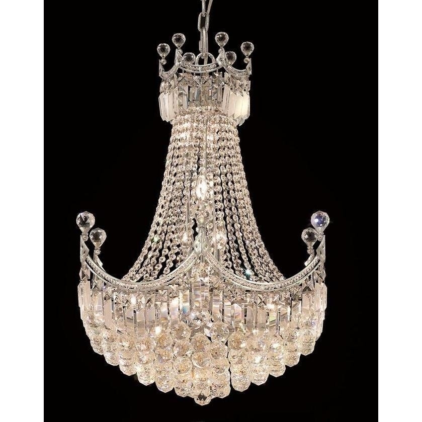 Elegant Lighting Chrome 24-inch Royal-cut Crystal Clear Hanging 18-light Chandelier (Chrome Royal Cut Crystal Clear Hanging Fixture) - Chandeliers For Bedrooms by Overstock.com