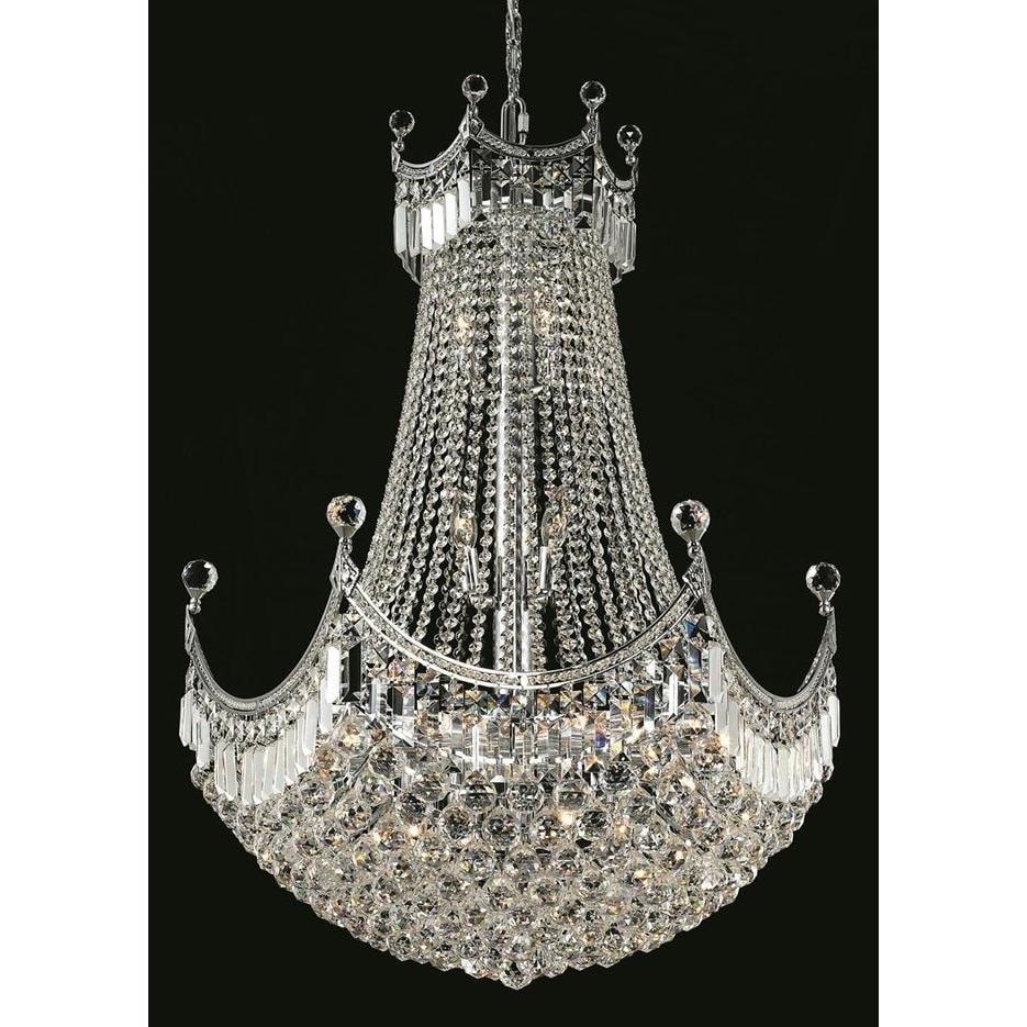 Elegant Lighting Chrome 30-inch Royal-cut Crystal Clear Hanging Chandelier (Chrome Royal Cut Crystal Clear Hanging Fixture) - Chandeliers For Bedrooms by Overstock.com