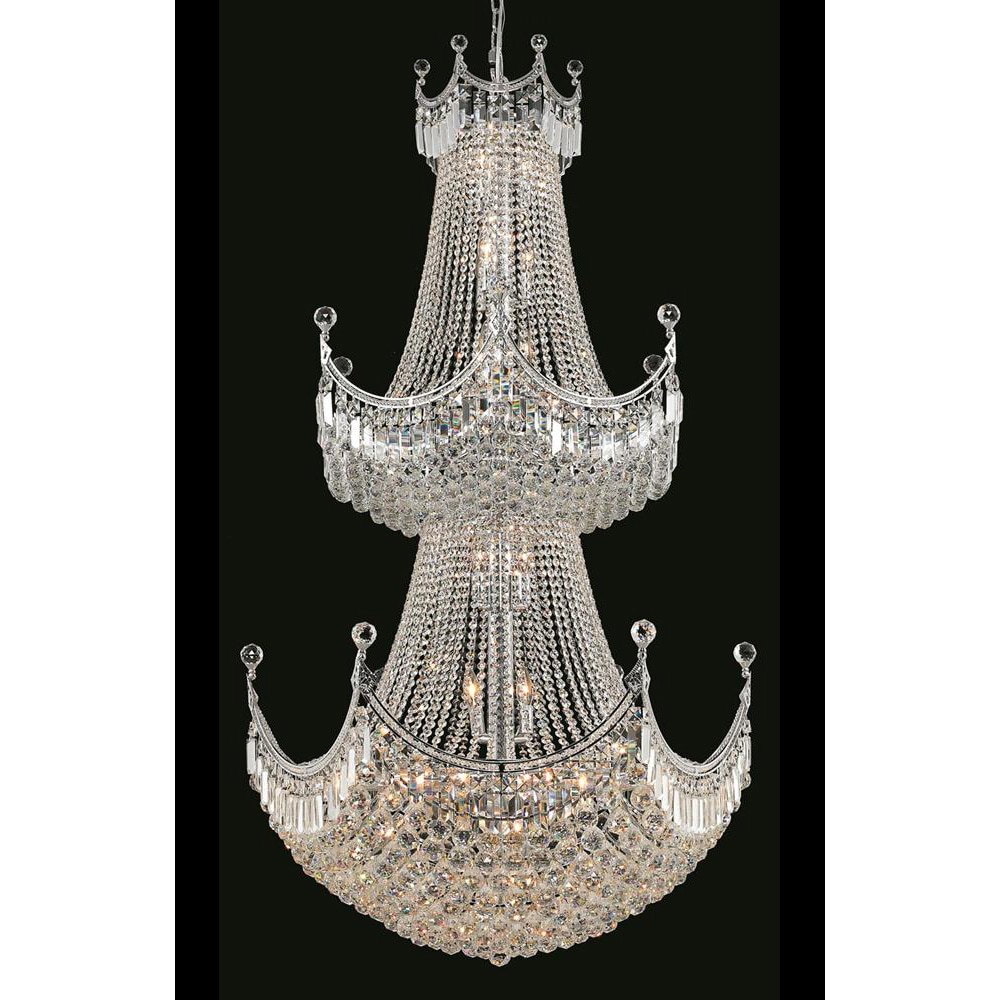 Elegant Lighting Chrome Royal-cut Crystal Clear 36-inch Large Hanging Chandelier (Chrome Royal Cut Crystal Large Hanging Fixture) - Chandeliers For Bedrooms by Overstock.com