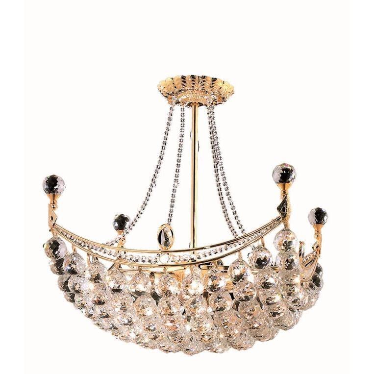 Gold Finish 25 x 20 Elegant Lighting 6801D25G/RC Royal Cut Clear Crystal Falls 6-Light Five-Tier Crystal Chandelier Gold Finish 25 x 20 Elegant Lighting 6801D25G/RC Royal Cut Clear Crystal Falls 6-Light Five-Tier Crystal Chandelier