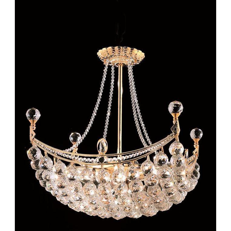 Gold Finish 25 x 20 Elegant Lighting 6801D25G/RC Royal Cut Clear Crystal Falls 6-Light Five-Tier Crystal Chandelier Gold Finish 25 x 20 Elegant Lighting 6801D25G/RC Royal Cut Clear Crystal Falls 6-Light Five-Tier Crystal Chandelier