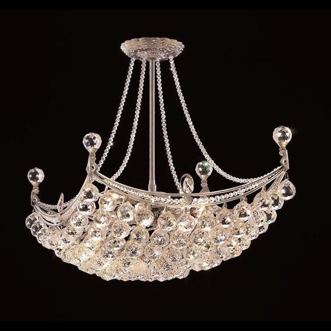 Elegant Lighting Chrome 28-inch Royal-cut Crystal Clear Hanging 8-light Chandelier (Chrome Royal Cut Crystal Clear Hanging Fixture) - Chandeliers For Bedrooms by Overstock.com