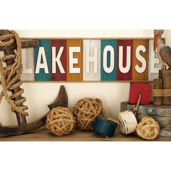 White Wooden Lake House Sign Home Wall Decor