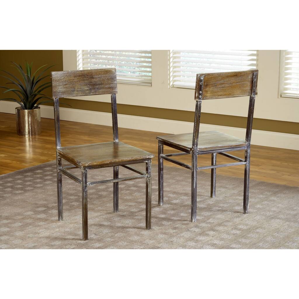 Rustic Metal Leg Dining Chair (Set of 2)