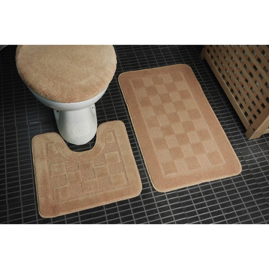 Danity Home - 3 Piece Bath Set (Bath Mat, Contour Mat, Lid Cover)