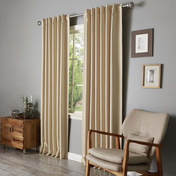 Aurora Home Solid Insulated Thermal Blackout Long Length Curtain Panel Pair