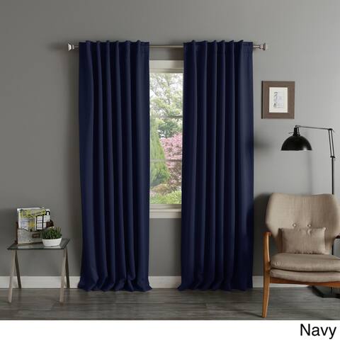 Aurora Home Solid Insulated Thermal Blackout Long Length Curtain Panel Pair
