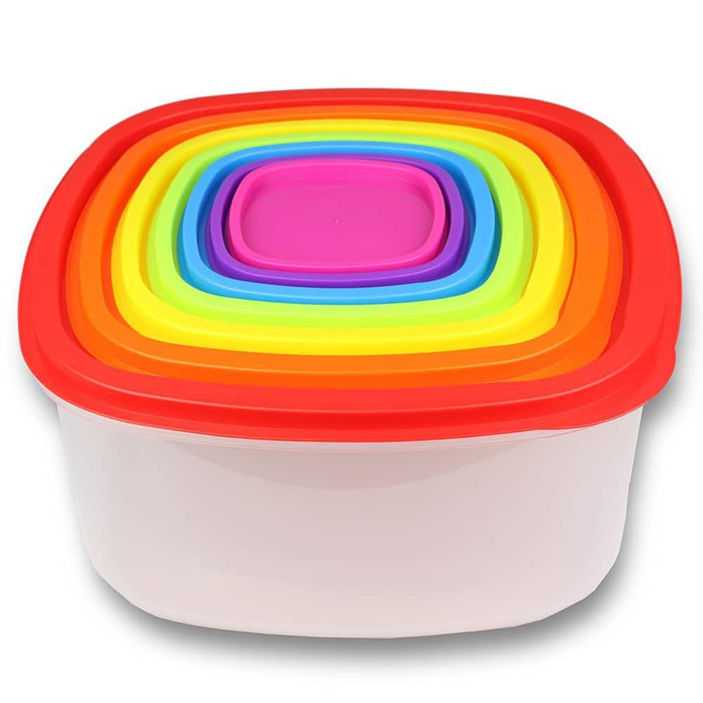 Plastic Bright-colored Storage Container with Airtight Lids 14-piece Set