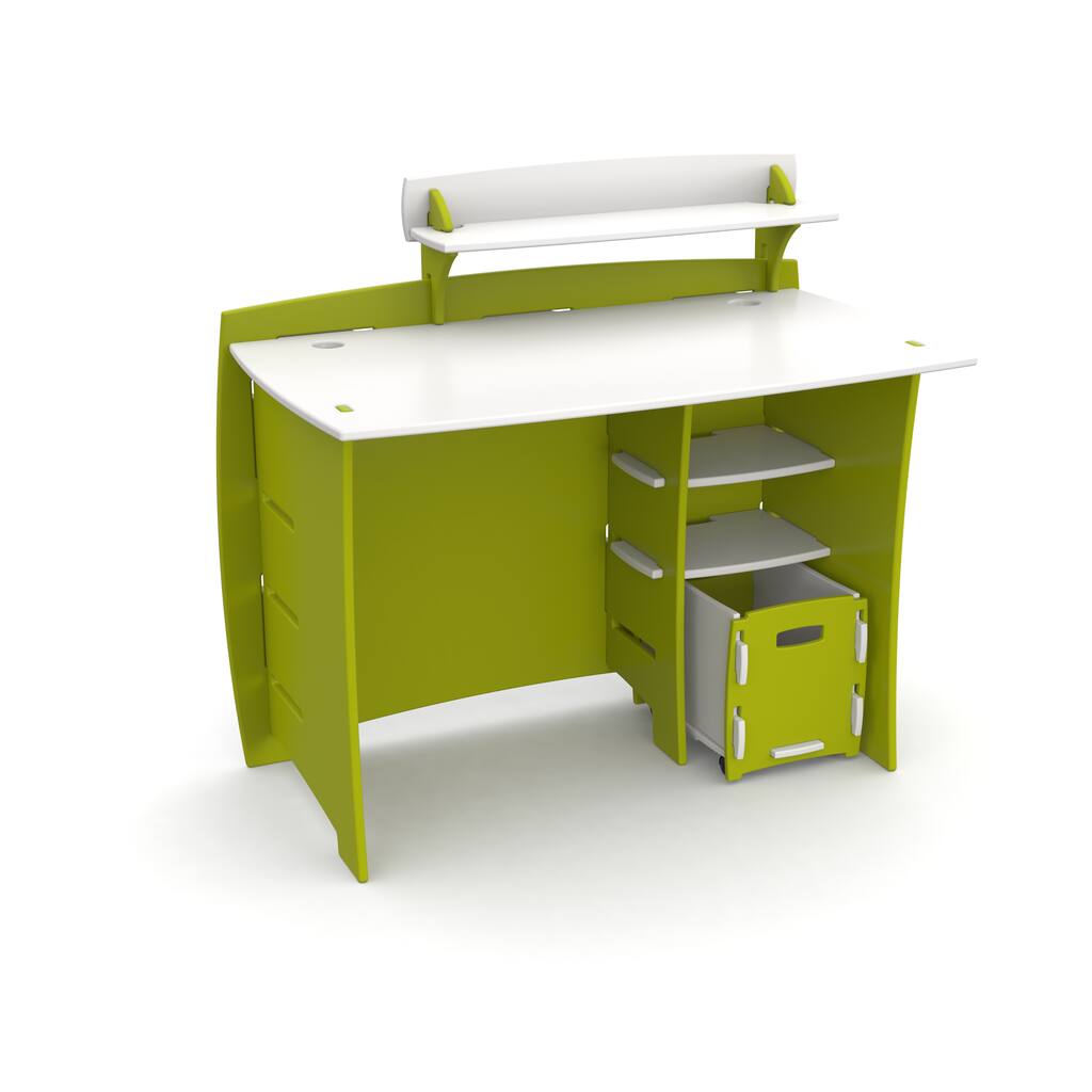 Legare Kids Furniture 43-inch Complete Lime Green and White Desk System with File Cart