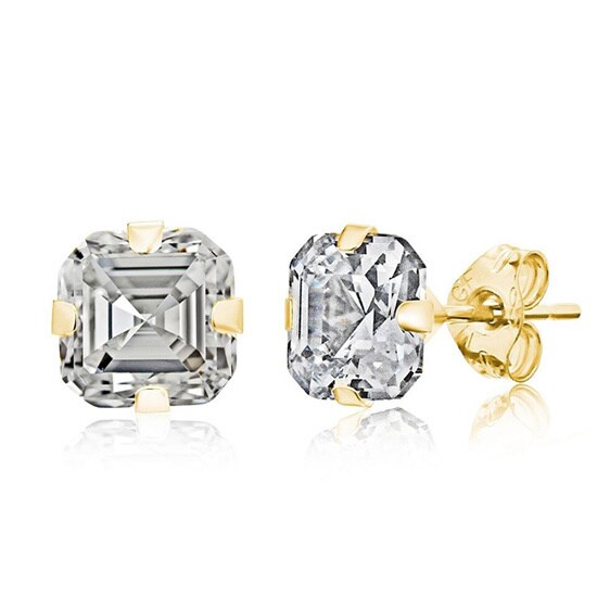 Pori 14k Yellow Gold 6mm Cher Cut Cubic Zirconia Stud Pori 14k Yellow Gold 6mm Cher Cut Cubic Zirconia Stud Earrings
