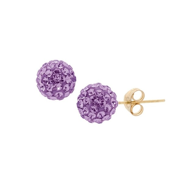 14K Gold Stud Earrings Multi-Color Crystal Setting Ball Stud Screwback Earrings 8mm