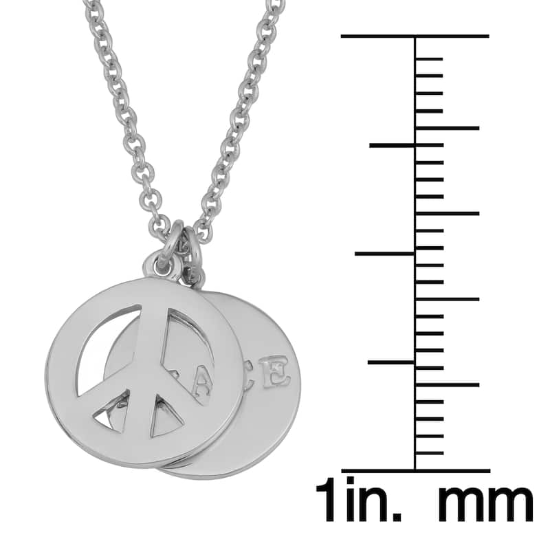 Fremada Rhodium Plated Sterling Silver Peace Disc Necklace