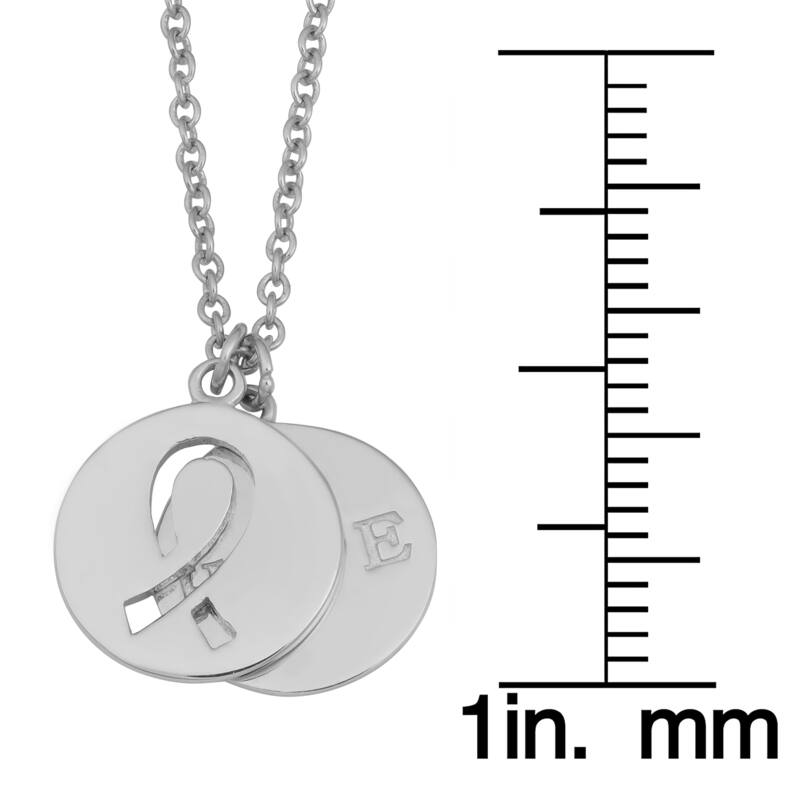 Fremada Rhodium Plated Sterling Silver Ribbon and Hope Disc Necklace
