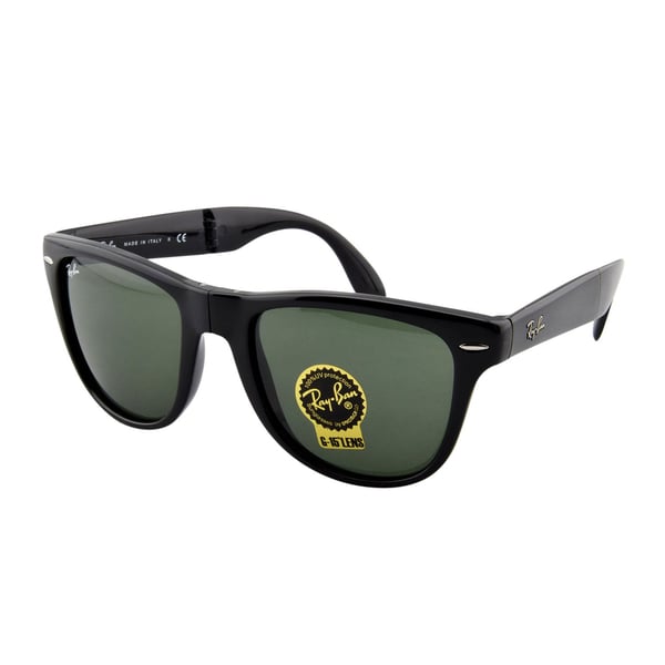 Shop Ray-Ban RB4105 Folding Wayfarer Sunglasses - 601 Glossy Black (G ...