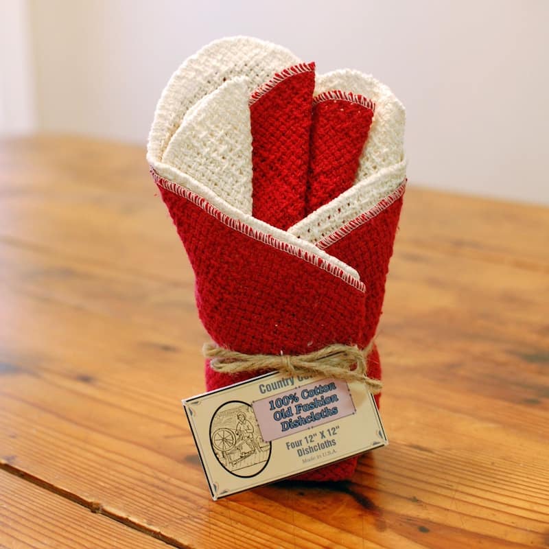 Old Fashion Cotton Dishcloths (4 pack) Some with mixed colors - Red