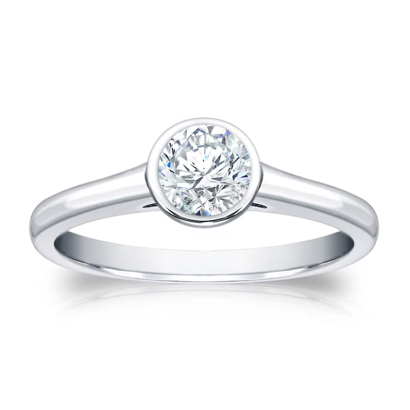 Auriya 14k Gold 1/2ctw Bezel-set Solitaire Diamond Engagement Ring
