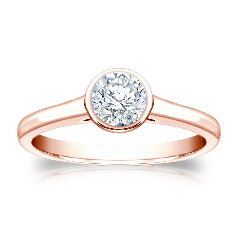 Auriya 14k Gold 1/2ctw Bezel-set Solitaire Diamond Engagement Ring