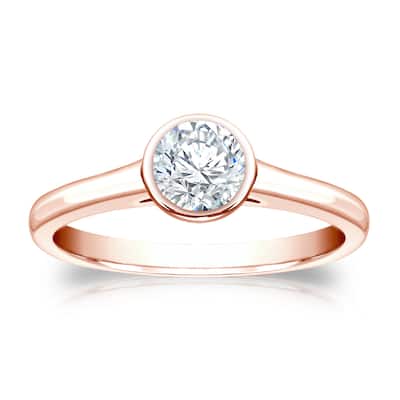 Auriya 14k Gold 1/2ctw Bezel-set Solitaire Diamond Engagement Ring