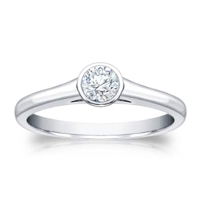 Auriya 18k Gold 1/4ctw Bezel Solitaire Diamond Engagement Ring