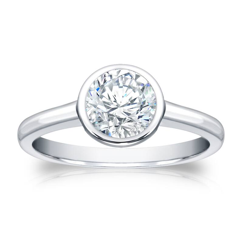 Auriya 14k Gold 1ctw Bezel-set Solitaire Diamond Engagement Ring