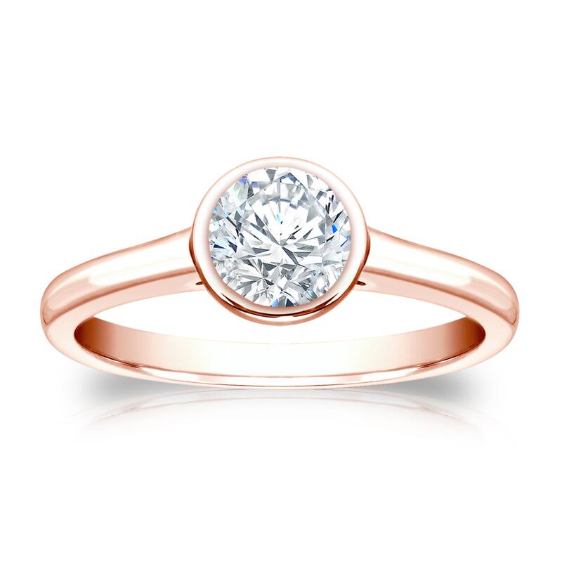 Auriya 14k Gold 3/4ctw Bezel-set Solitaire Diamond Engagement Ring