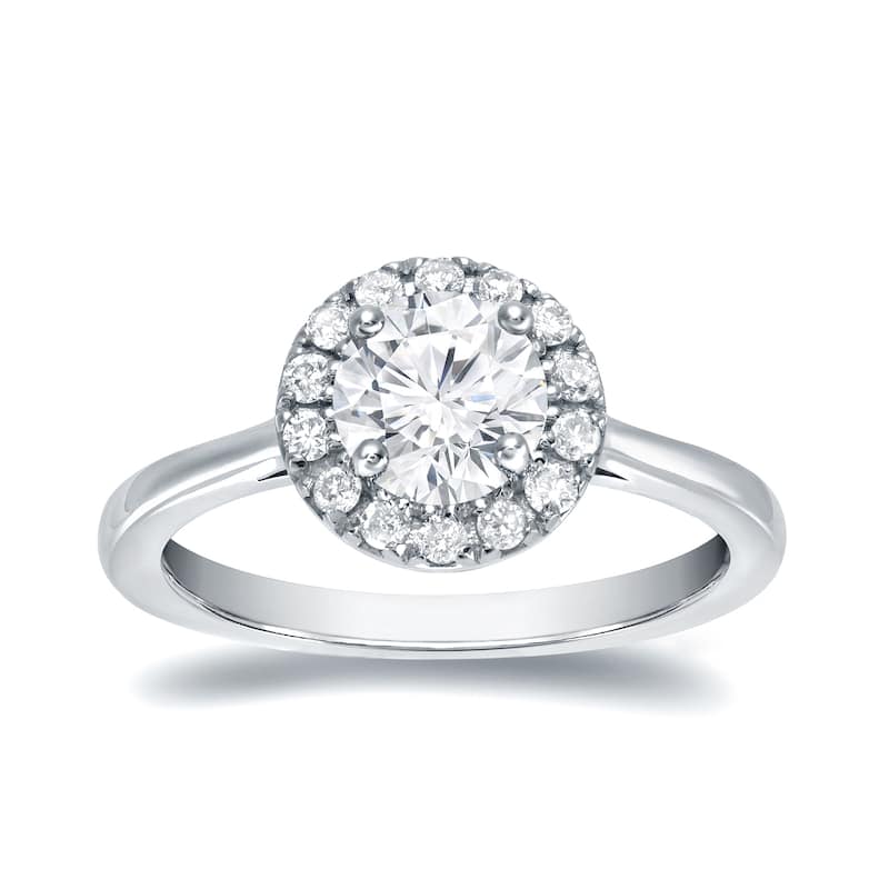 Auriya Classic 1ct TDW Round Diamond Halo Engagement Ring 14k Gold (H-I, SI1-SI2)