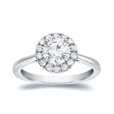 Auriya Classic 1ct TDW Round Diamond Halo Engagement Ring 14k Gold (H-I, SI1-SI2)