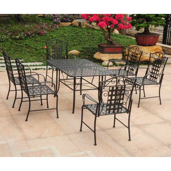 International Caravan Mandalay Iron Rectangular Dining Set (Set of 7)