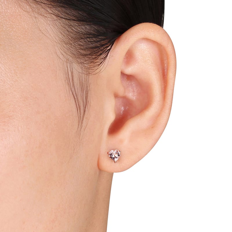 Miadora 10k Rose Gold Heart-cut Morganite Stud Earrings - Pink