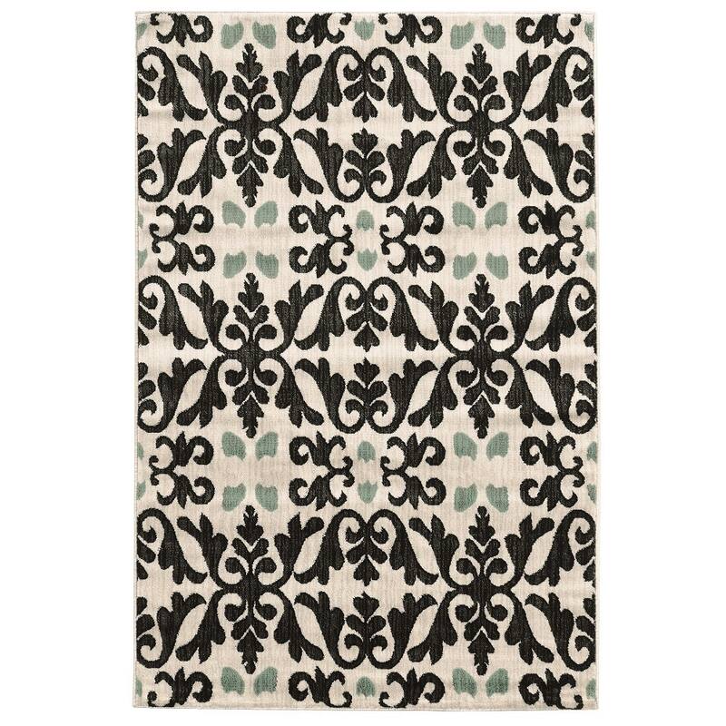 Linon Elegance Florence Rug - 5' x 7'3" - Ivory/Black