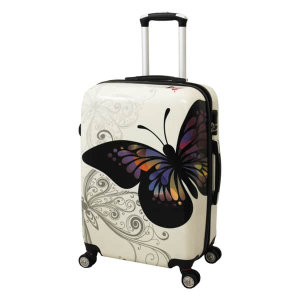 World Traveler Butterfly 2-piece Hardside Carry-on Spinner Luggage