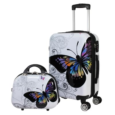 Butterfly 2 piece Hardside Carry-on Spinner Luggage Set